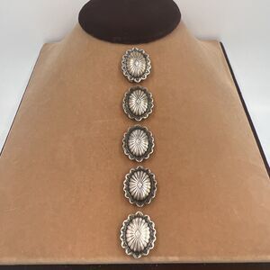 Set Of 5 Sterling Silver Button Covers Western Native American Snap On Vintage